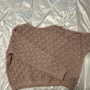 moon & madison Crochet Knit Sweater - Tan